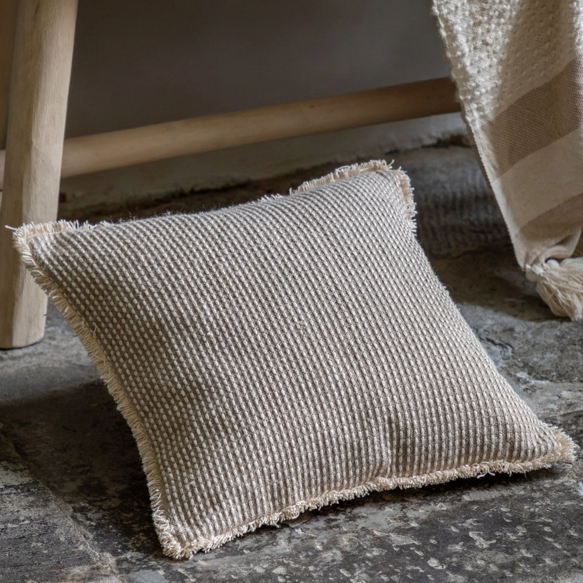 Soft Fringe Rustic Natural Texture Cushion