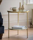 Soft Gold Glass and Mirror Display Side Table FARTHING 3