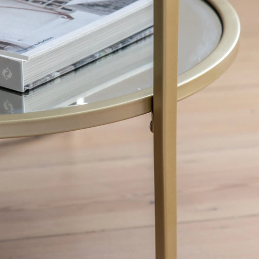 Soft Gold Glass and Mirror Display Side Table FARTHING 1