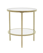 Soft Gold Glass and Mirror Display Side Table FARTHING