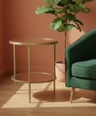 SoftGoldGlassandMirrorDisplaySideTable7
