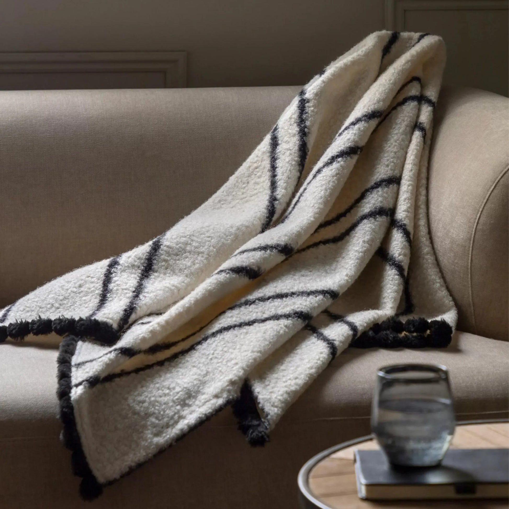 Softly Textured Monochrome Throw