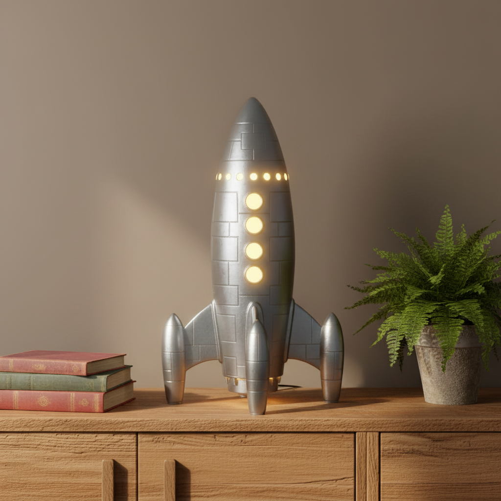 Space Rocket Table Lamp - Battery Operated