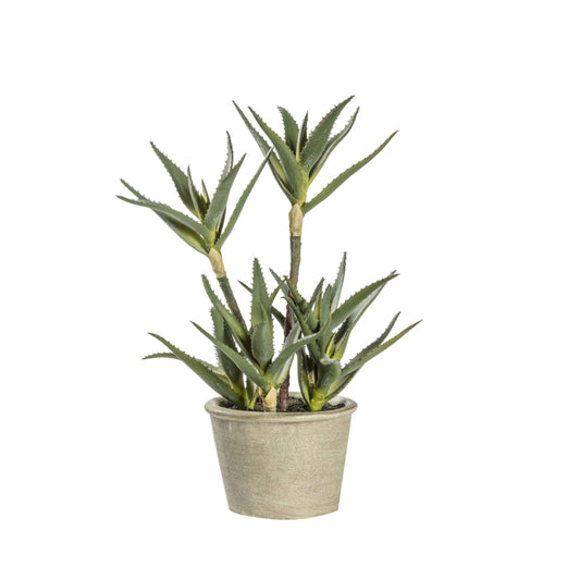 Spiky Tall Faux Aloe Succulent In Grey Pot - The Farthing