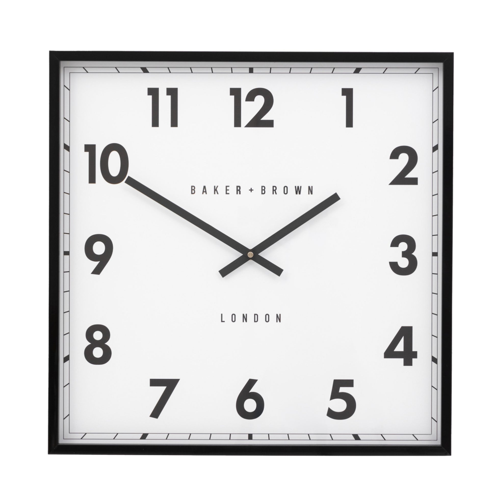 Square Black Frame Sleek Wall Clock 1