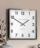 Square Black Frame Sleek Wall Clock 6