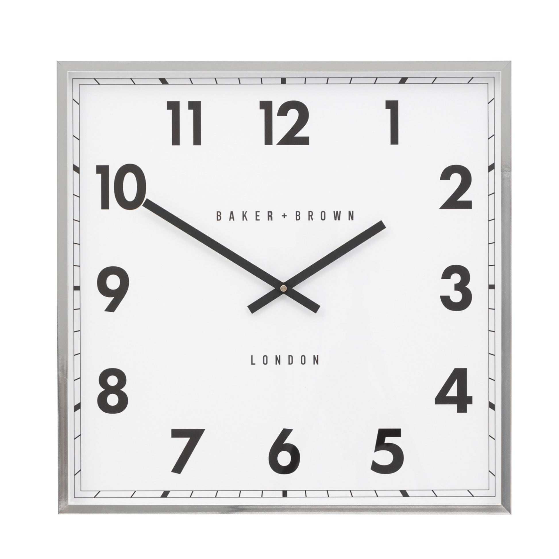 Square Chrome Frame Sleek Wall Clock 1