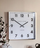 Square Chrome Frame Sleek Wall Clock 5