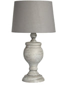 Stone-Effect Wooden Table Lamp with Linen Shade