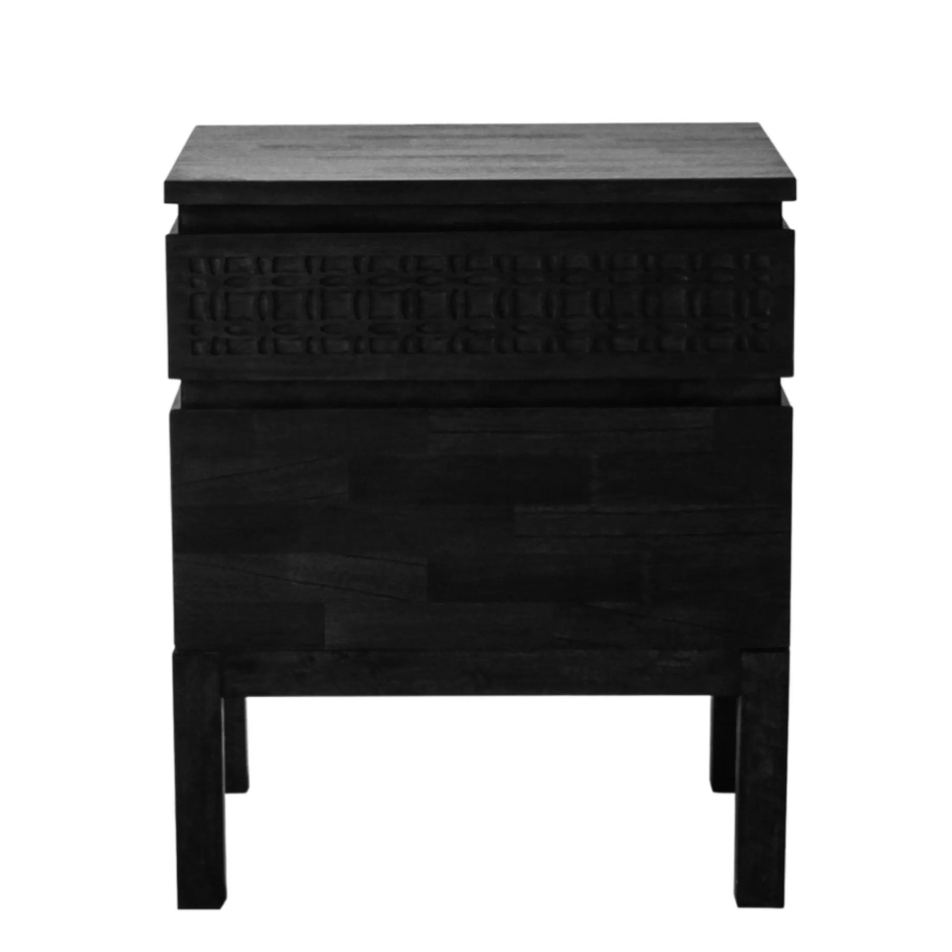 Stylish Black 2 Drawer Bedside Table 2