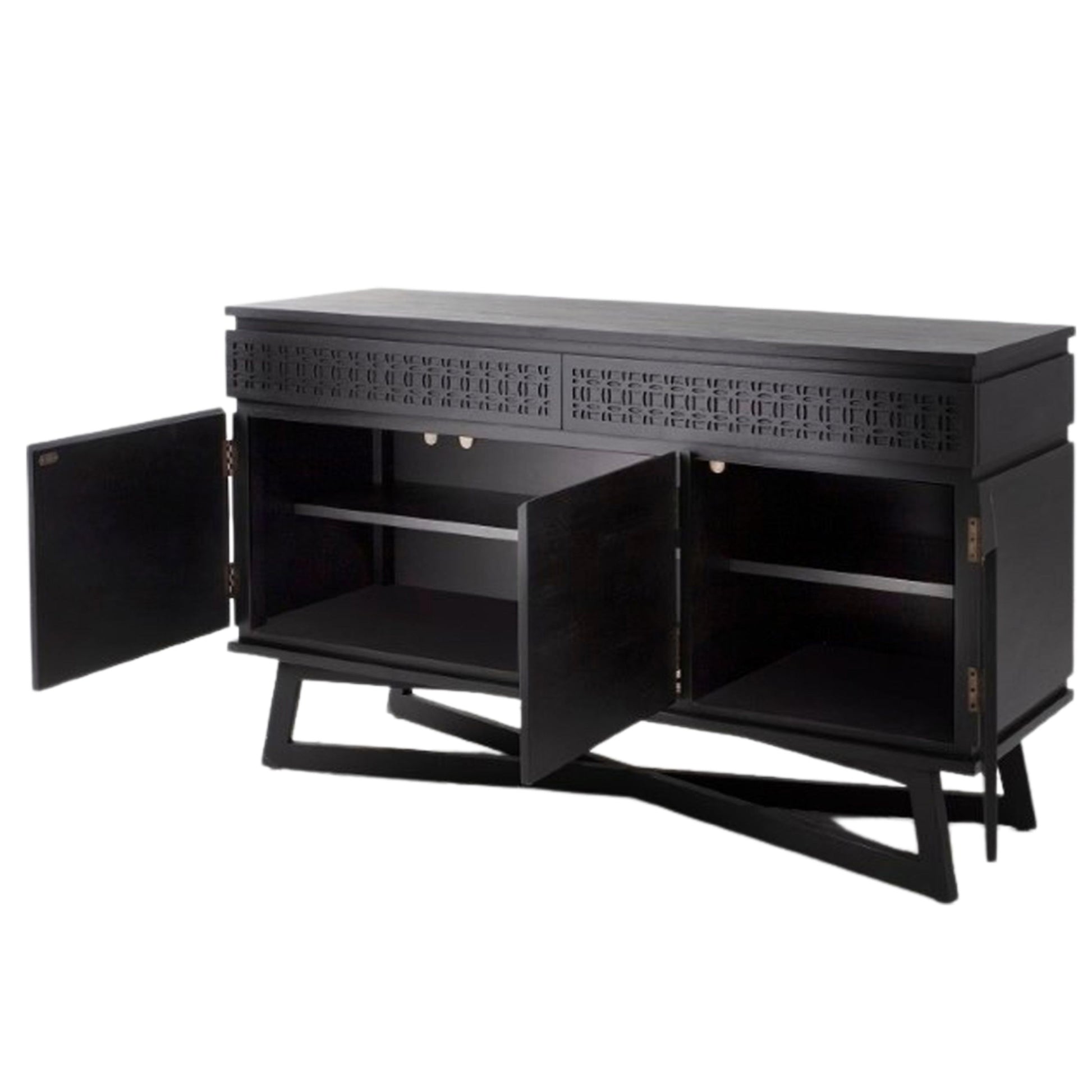 Stylish Black 3 Door 2 Drawer Sideboard 1