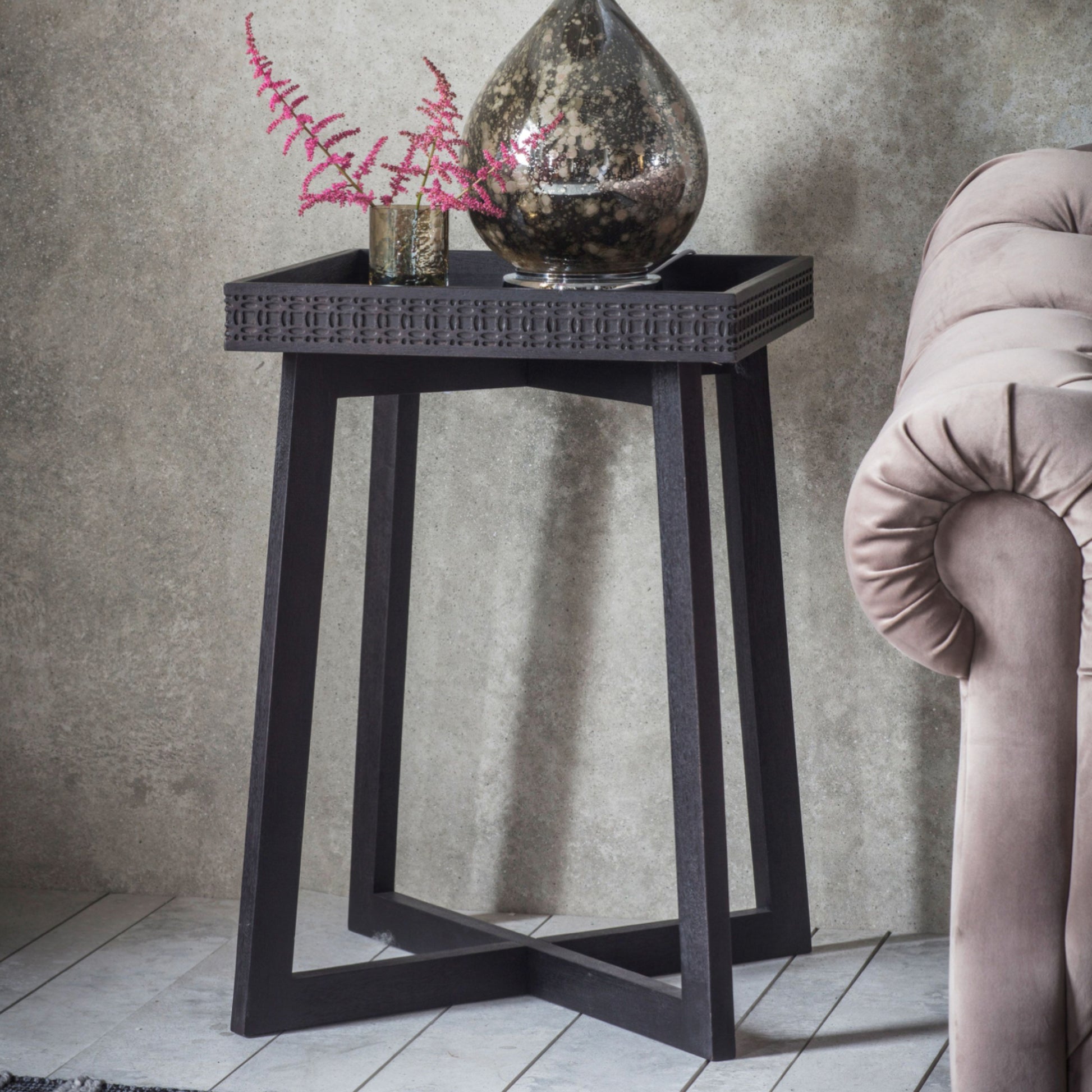 Stylish Black Wood Side Table 2