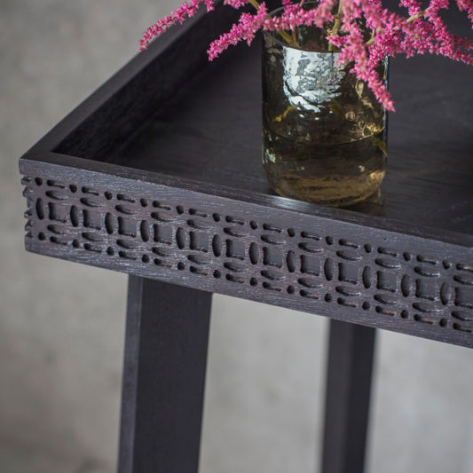 Stylish Black Wood Side Table