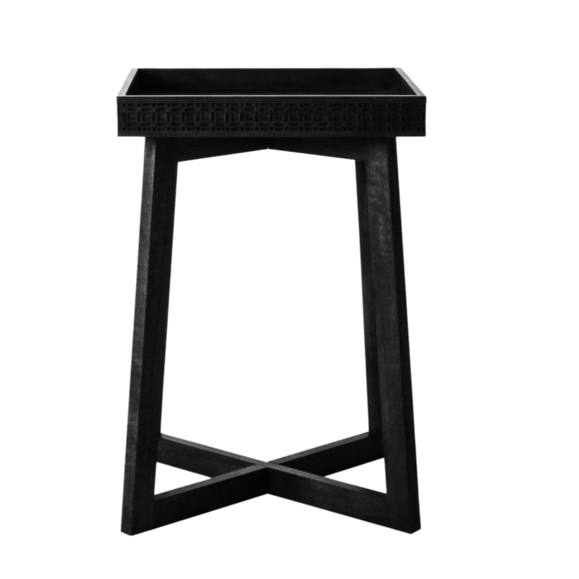 Stylish Black Wood Side Table 