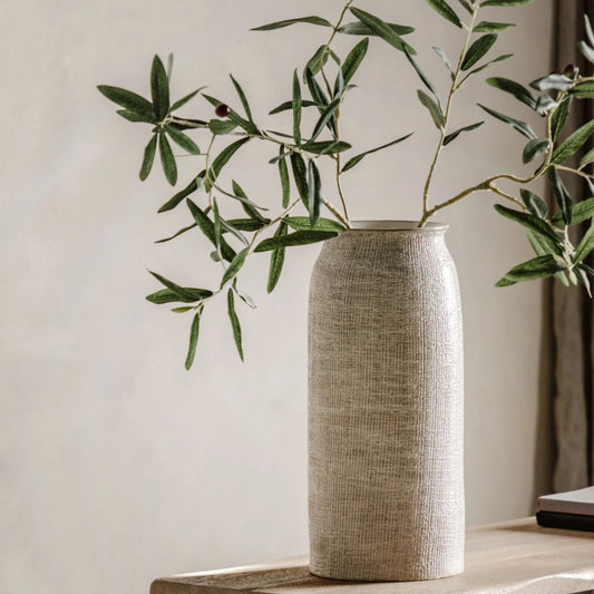 Subtle Ribbed Stoneware Vase | The Farthing