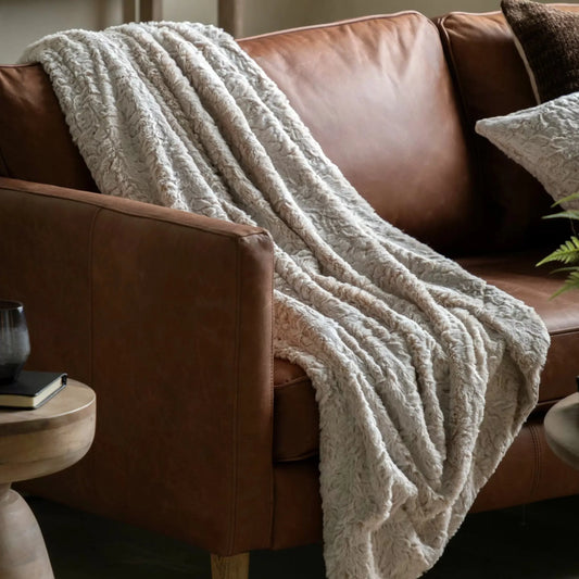 Super Soft Neutral Colour Faux Fur Throw