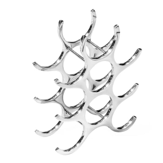 Silver wine rack on a white background