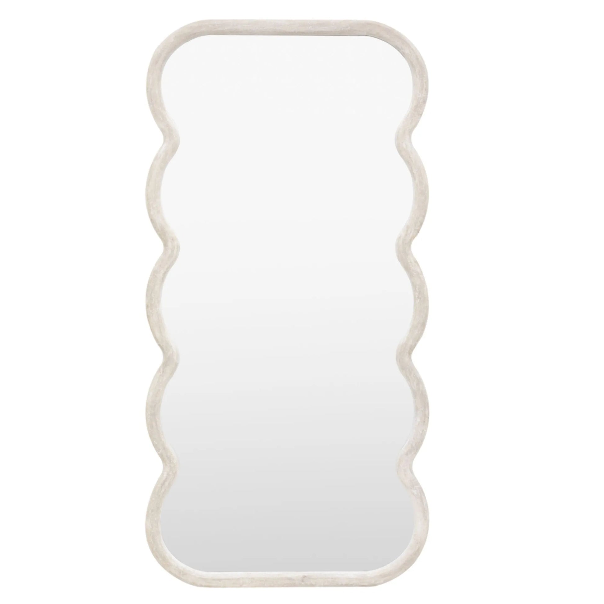 Tall Aged White Wavy Edge Leaner Mirror 4