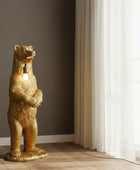 Tall Antique Gold Standing Bear Lamp