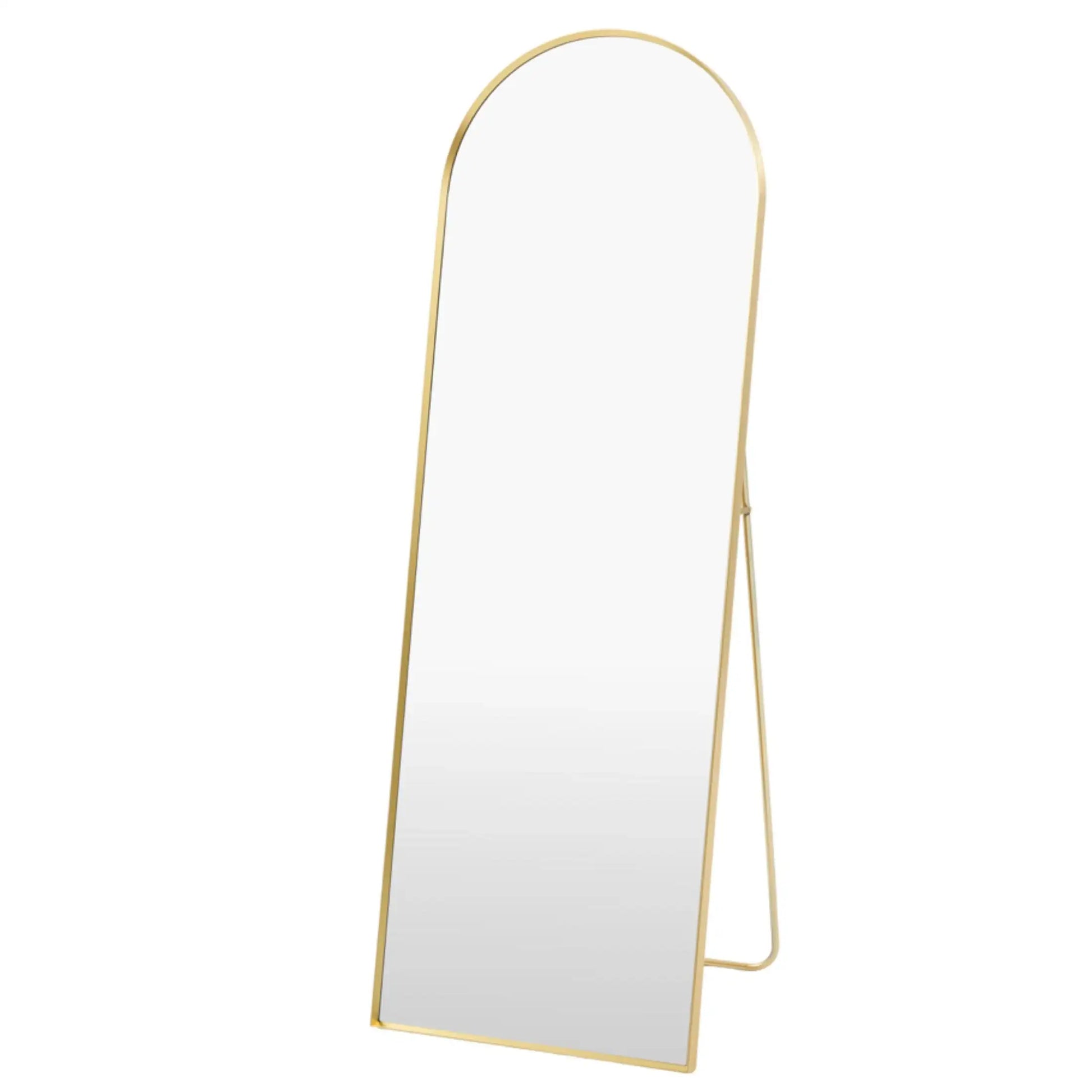 Gold-framed mirror on a white background
