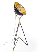 Tall Black & Brass Tripod Searchlight Floor Lamp 1