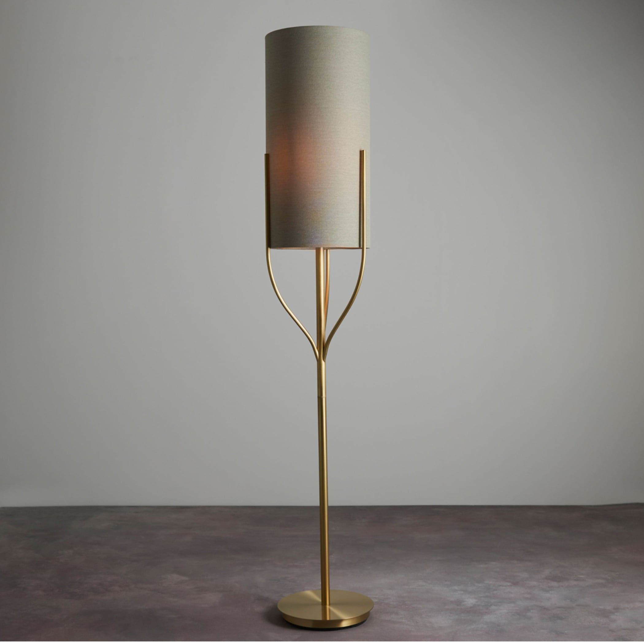 Tall Brushed Gold Kersey Floor Lamp & Shade