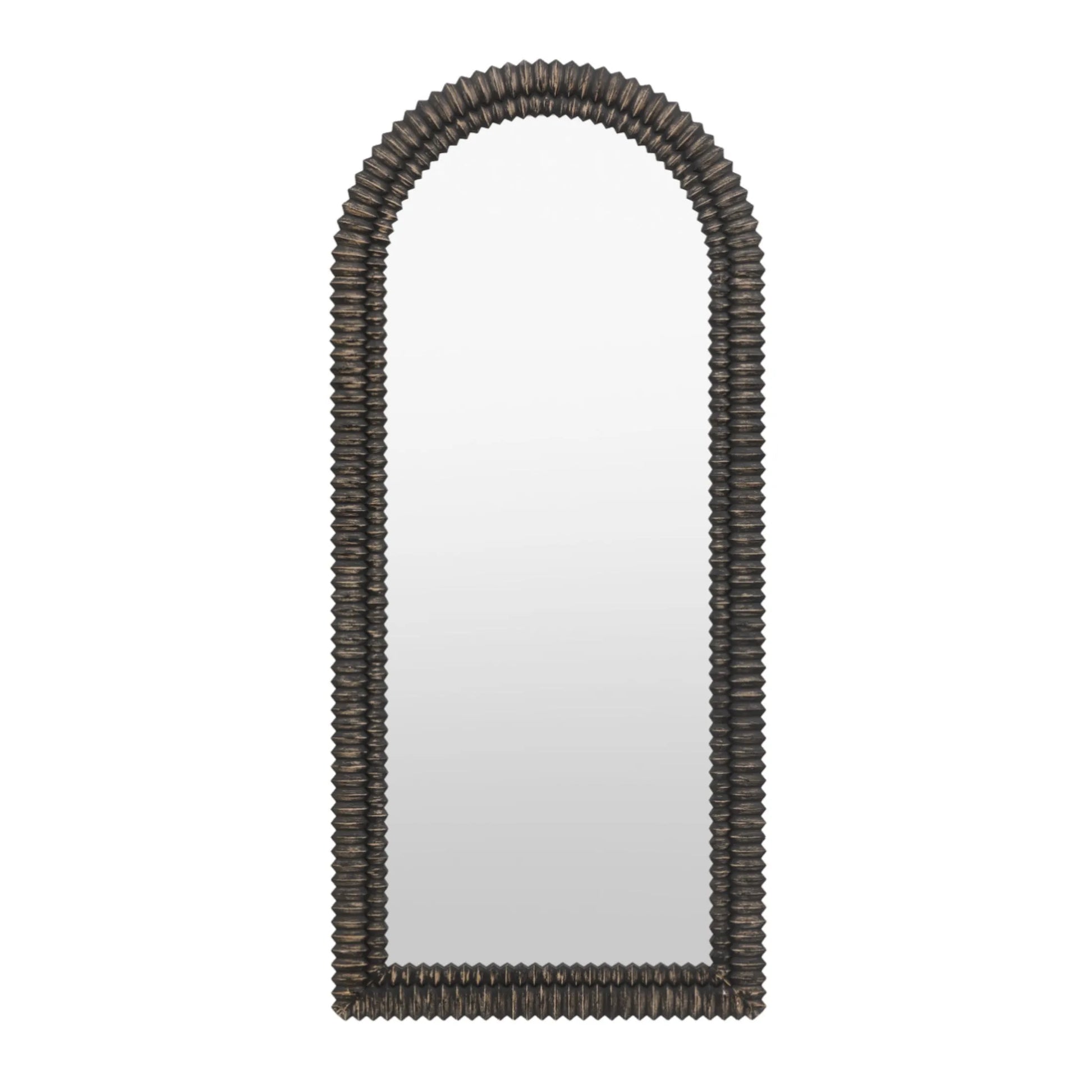 Tall Distressed Black Wash Ribbed Leaner Mirror 3