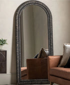 Tall Distressed Black Wash Ribbed Leaner Mirror 2