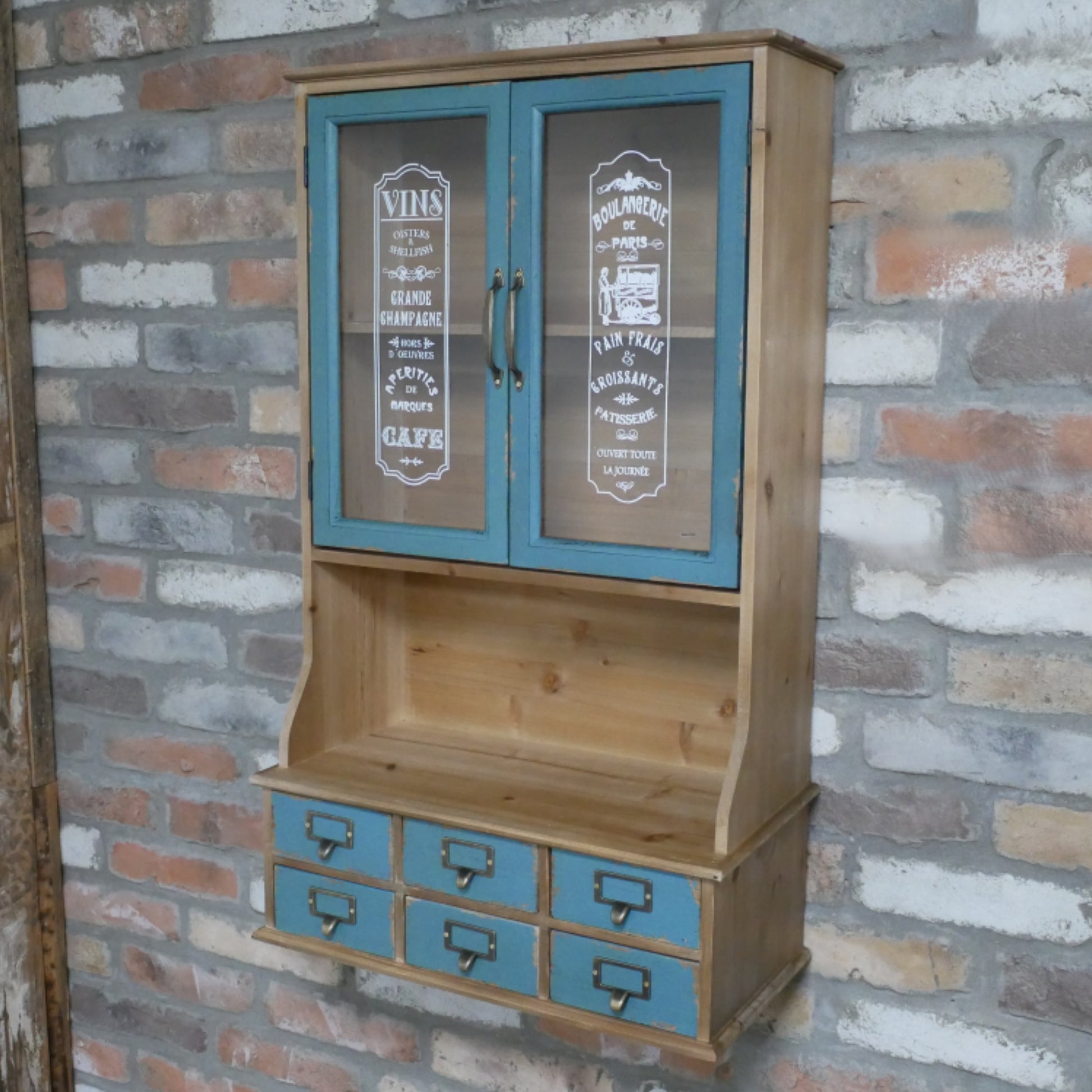 Tall Distressed Parisian Wood Wall Unit