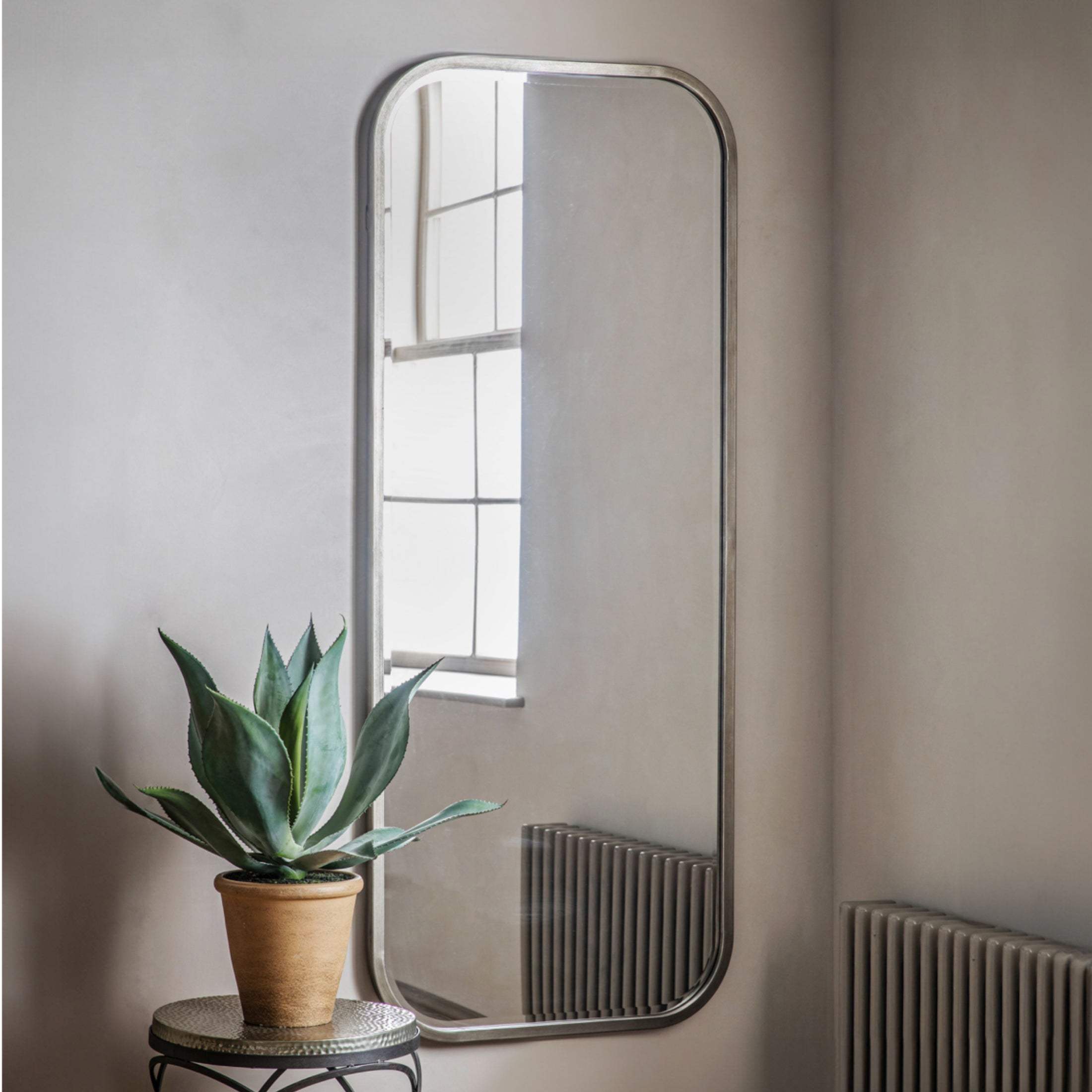 Tall Distressed Rounded Edge Rectangle Wall Mirror - The Farthing