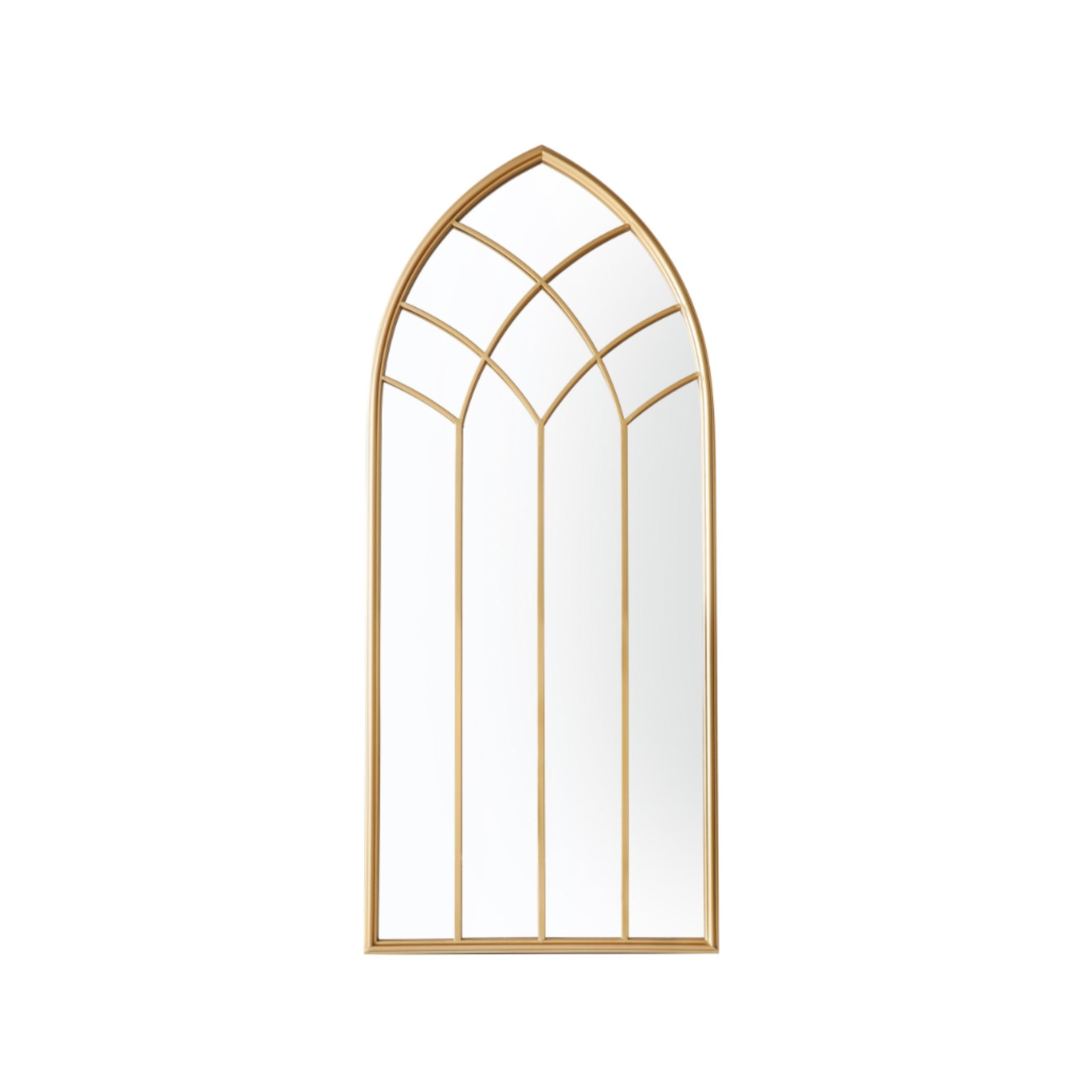 Tall Gold Arched Outdoor Garden Wall Mirror 1
