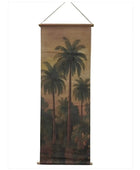 Roll-up banner with palm tree design on a white background