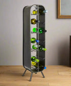 Wine rack with bottles on a white background