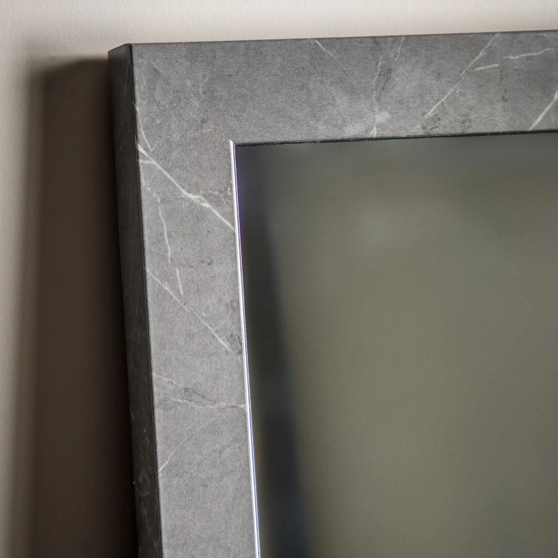 Tall Marbled Grey Rectangular Leaner Mirror 55