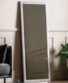 Tall Marbled White & Grey Rectangular Leaner Mirror