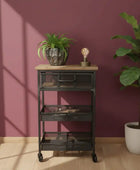 Tall Mesh Drawer Industrial Inspired Side Table