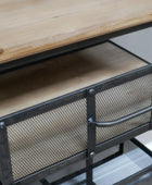 Wooden desk with metal mesh storage drawers