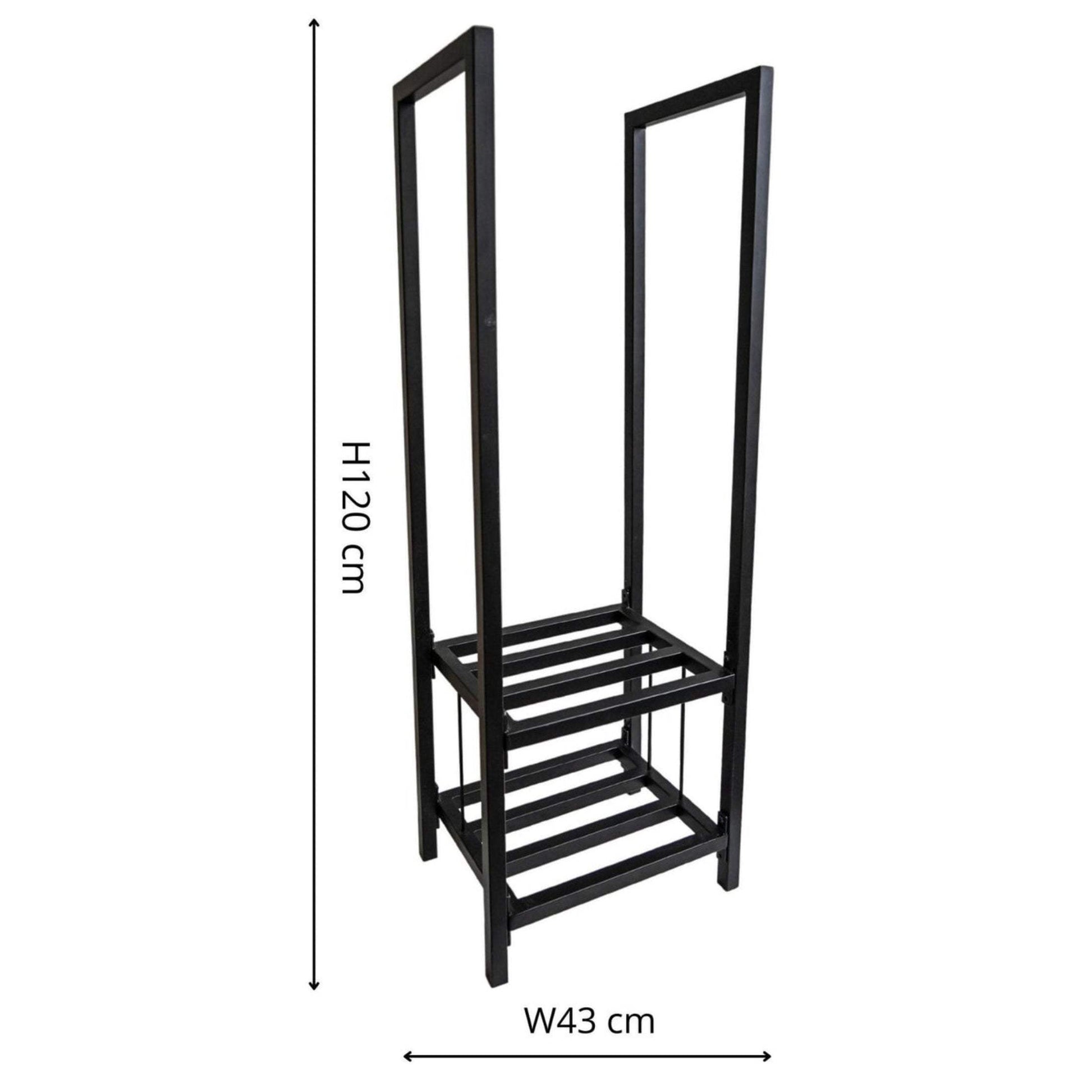 Tall Rectangular Shelved Metal Log Holder - The Farthing