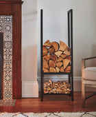 Tall Rectangular Shelved Metal Log Holder - The Farthing