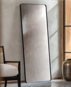 Tall Rectangular Slim Black Frame Leaner Mirror 1