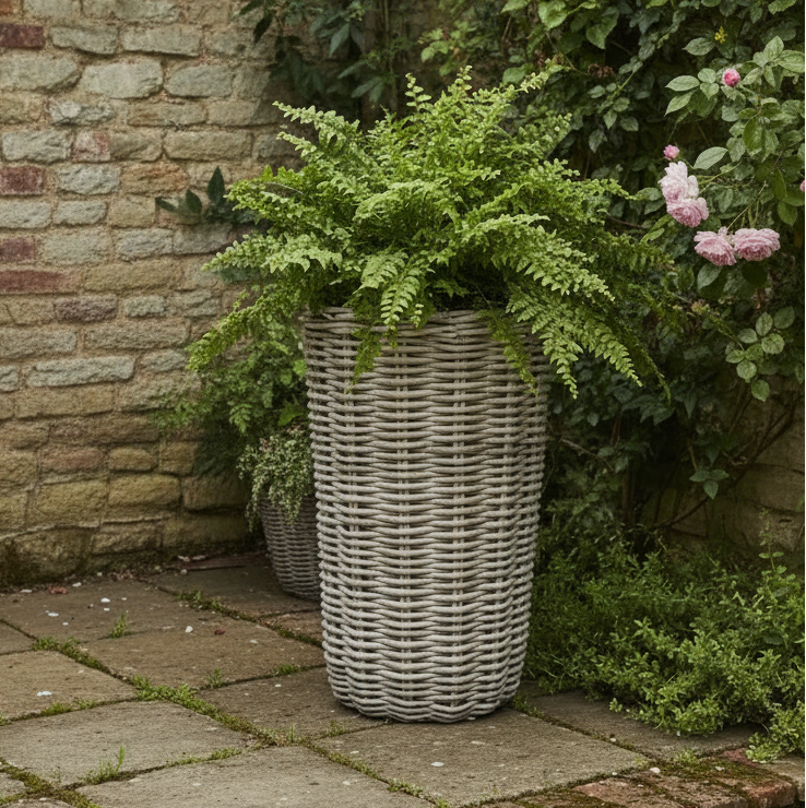 tall rattan planter 