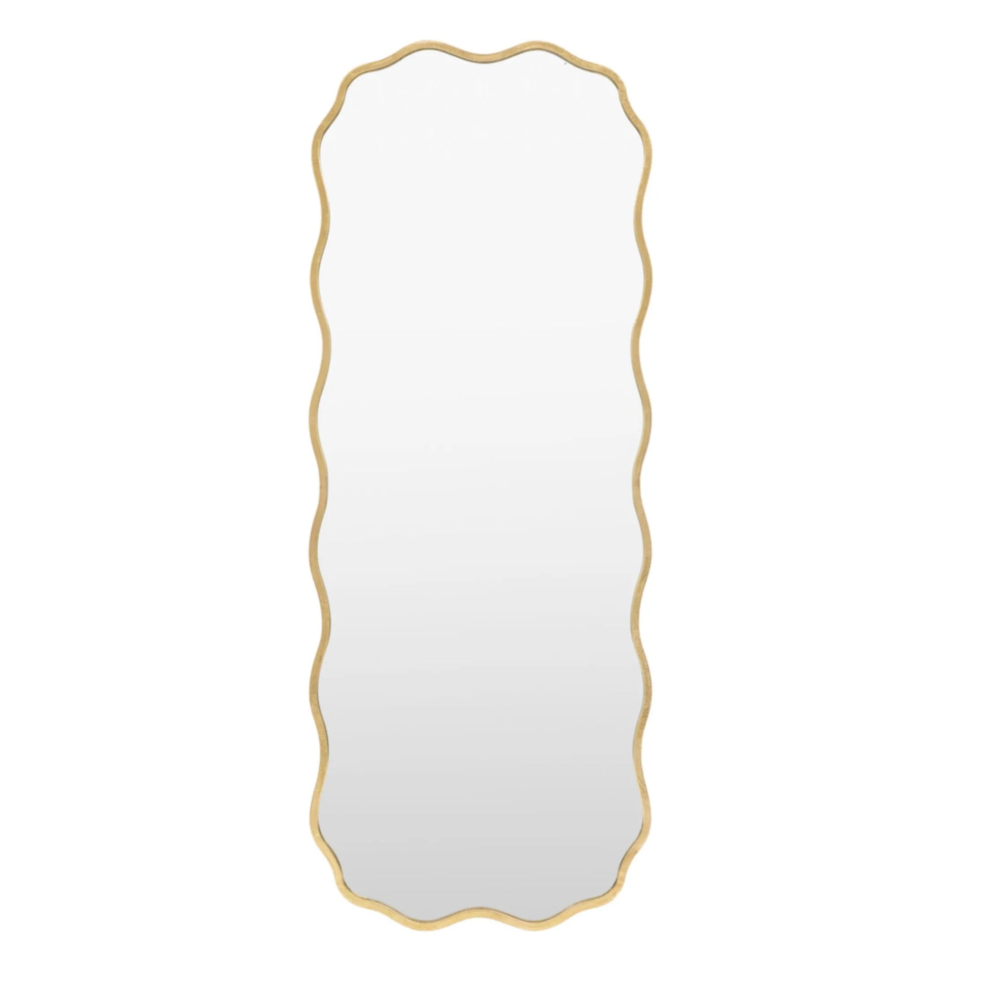 Tall Rustic Gold Wavy Edge Leaner Mirror 4