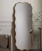 Tall Rustic Gold Wavy Edge Leaner Mirror 6