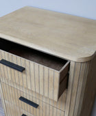 Tall Slatted Wood 5 Drawer Cabinet