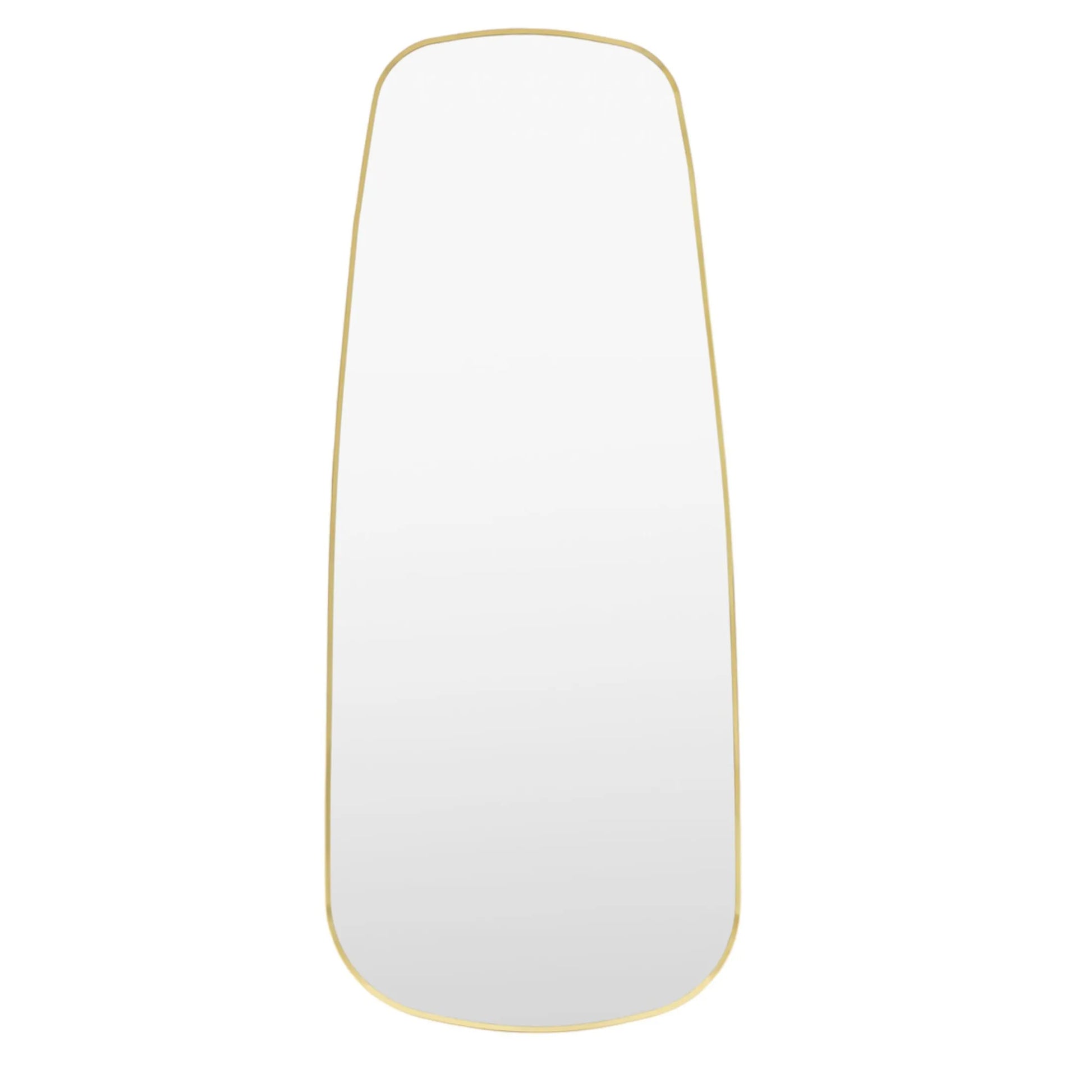 Tall Slim Gold Frame Organic Shape Leaner Mirror 1