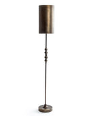 Bronze floor lamp with a cylindrical shade on a white background
