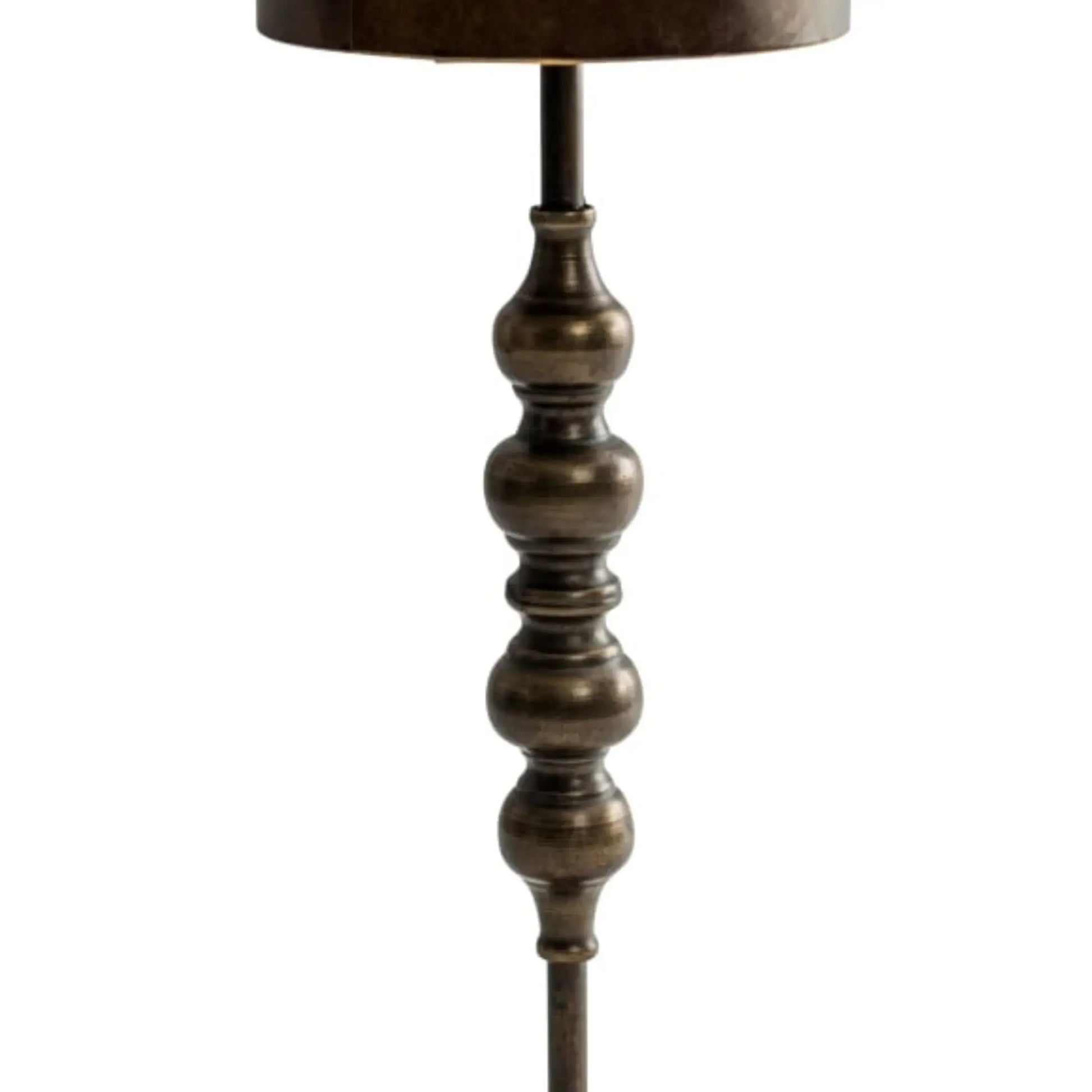Decorative floor lamp with a textured base on a white background