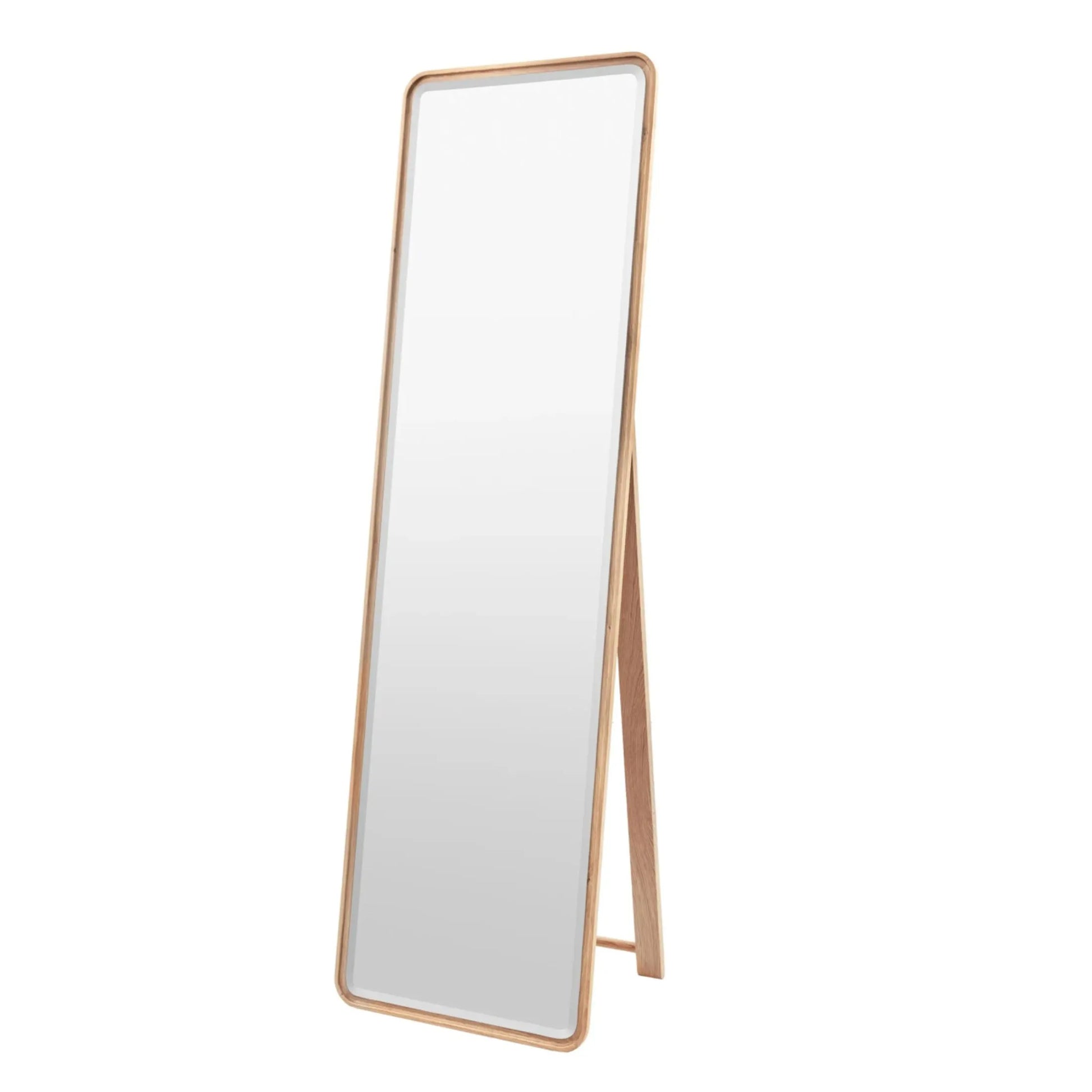 Tall Solid Oak Frame Cheval Mirror