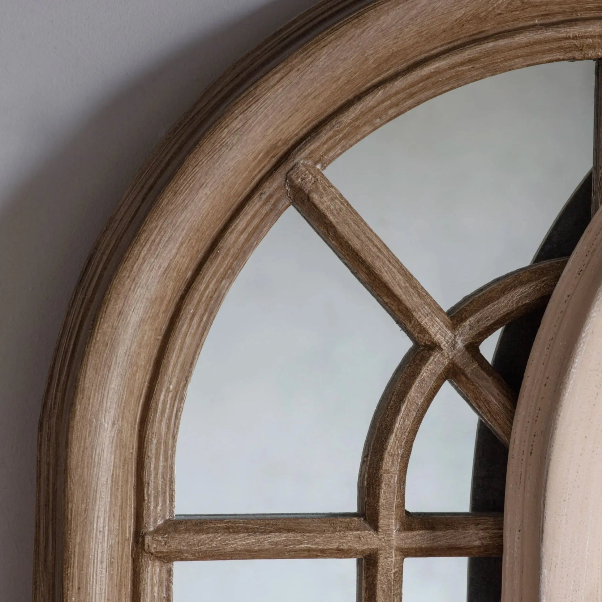 Tall Weathered Wood Panelled Window Mirror