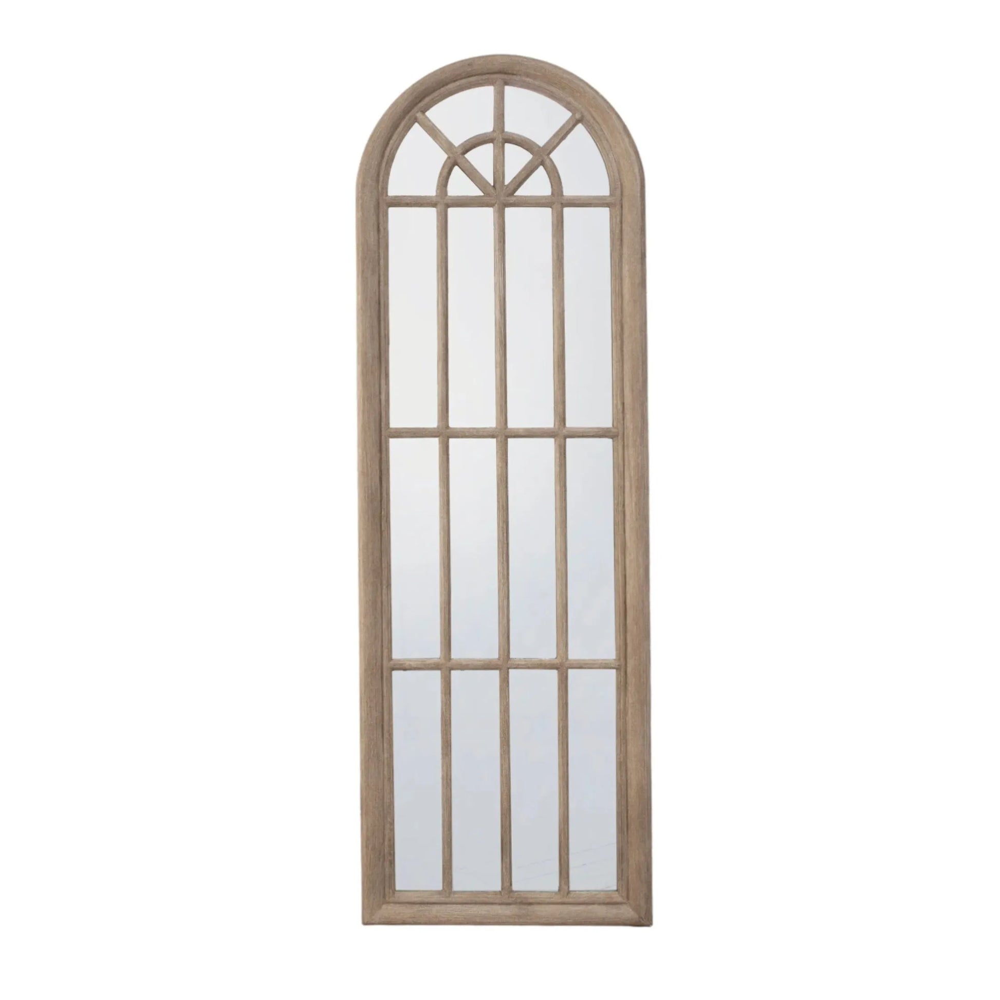 Tall Weathered Wood Panelled Window Mirror 1